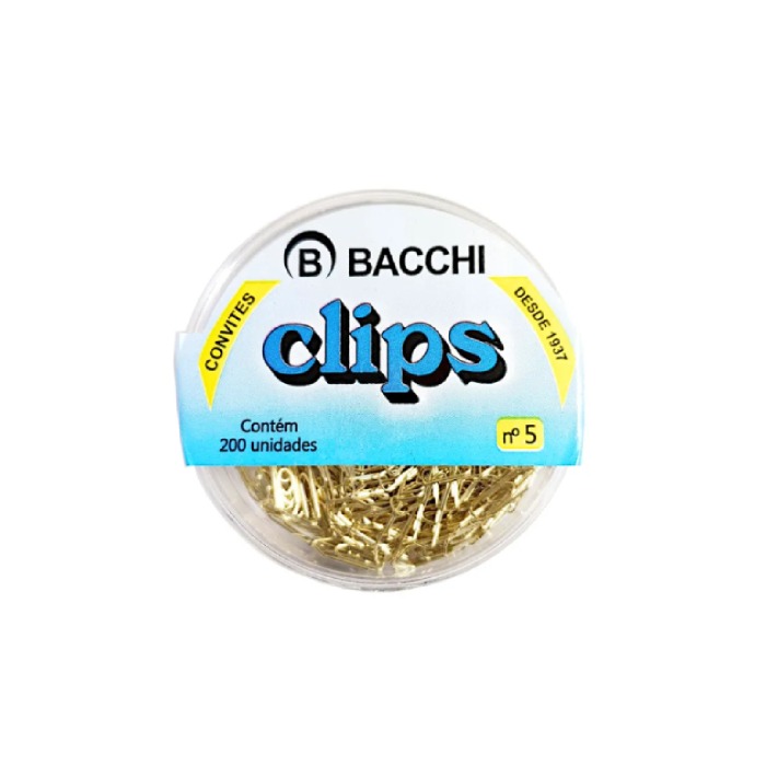 Clips Bacchi Mini N5 Dourado 200 Unidades