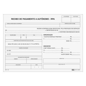 Impresso Recibo Pagamento Autonomo Rpa 25x3 Tilibra 152366
