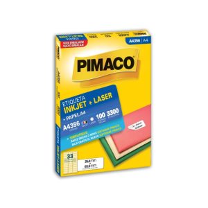 Etiqueta Pimaco A4 Laser 356 N33 100 Folhas 25,4x63,5mm 874990