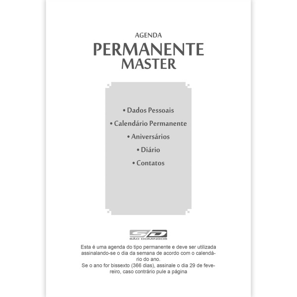 Agenda Permanente Master Executiva Diária Costurada 192Fls Sao Domingos