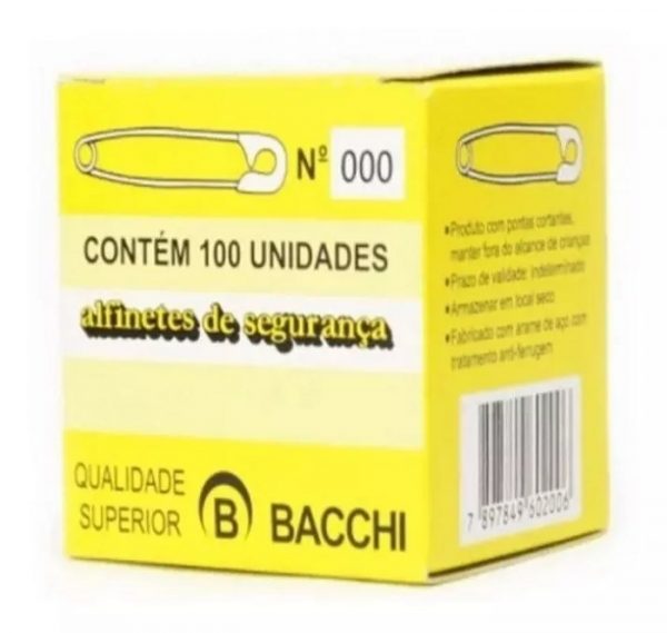 Alfinete De Seguranca Dourado N 000 C/100 Unidades Bacchi