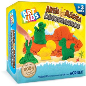 Areia Mágica 400g Dinossauro Art Kids 10 Moldes Criativos