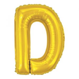 Balão Metalizado Letra D Dourado16" Pequeno 40cm
