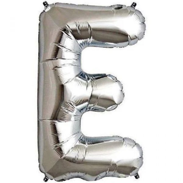 Balão Metalizado Letra E Prata16" Pequeno 40cm