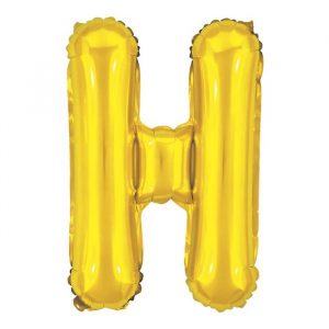 Balão Metalizado Letra H Dourado16" Pequeno 40cm