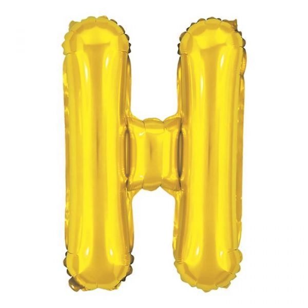 Balão Metalizado Letra H Dourado16" Pequeno 40cm