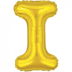 Balão Metalizado Letra I Dourado 32" Grande 75cm