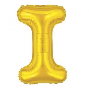 Balão Metalizado Letra I Dourado16" Pequeno 40cm