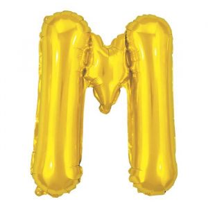 Balão Metalizado Letra M Dourado16" Pequeno 40cm