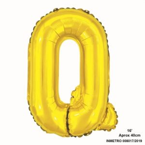 Balão Metalizado Letra Q Dourado16" 40cm Make+ 8016