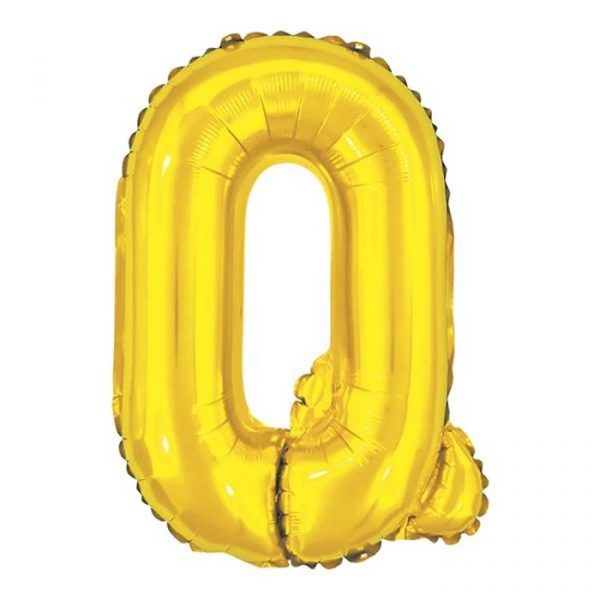 Balão Metalizado Letra Q Dourado16" Pequeno 40cm