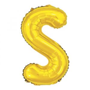 Balão Metalizado Letra S Dourado16" Pequeno 40cm