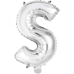 Balão Metalizado Letra S Prata16" Pequeno 40cm