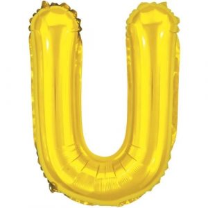 Balão Metalizado Letra U Dourado16" 40cm Make+ 8020