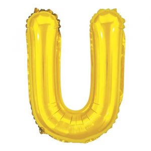 Balão Metalizado Letra U Dourado16" Pequeno 40cm