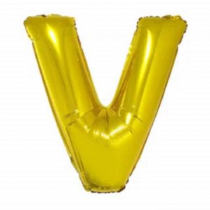 Balão Metalizado Letra V Dourado16" Pequeno 40cm