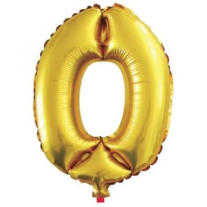 Balão Metalizado Número 0 Dourado 16" 40cm Gala 9458