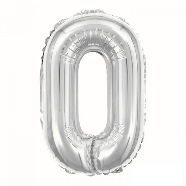 Balão Metalizado Número 0 Prata 16" 40cm Make+ 8064