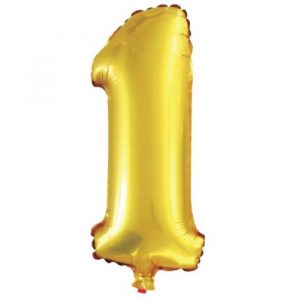 Balão Metalizado Número 1 Dourado 16" 40cm Gala 9459