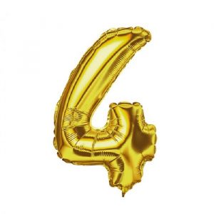 Balão Metalizado Número 4 Dourado 16" Pequeno 40cm