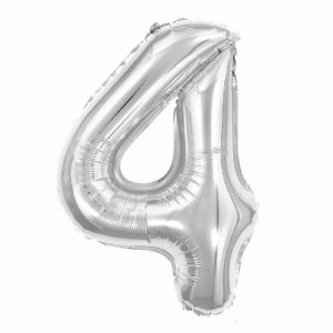 Balão Metalizado Número 4 Prata 16" 40cm Make+ 8068