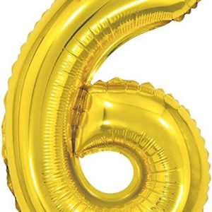Balão Metalizado Número 6 Dourado16" 40cm Make+ 8032