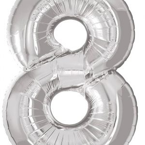 Balão Metalizado Número 8 Prata 16" 40cm Make+ 8072