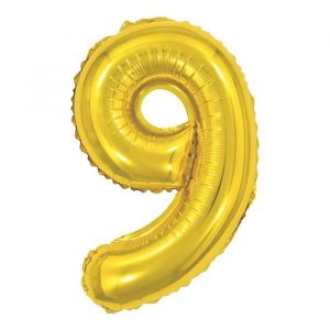 Balão Metalizado Número 9 Dourado 16" Pequeno 40cm