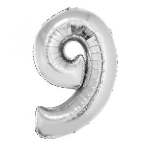 Balão Metalizado Número 9 Prata 16" Pequeno 40cm