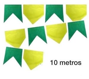 Bandeirinha Decorativa Copa Do Mundo Brasil De Papel Verde E Amarelo 10 Metros