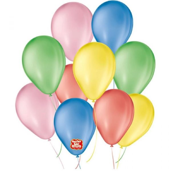 Bexiga Balão Colorido Sortido Liso Número 6.5 - São Roque c/50 Unidades