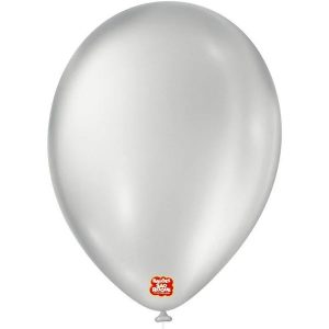 Bexiga Balão Prata Cintilante Número 9.0 - São Roque c/50 Unidades
