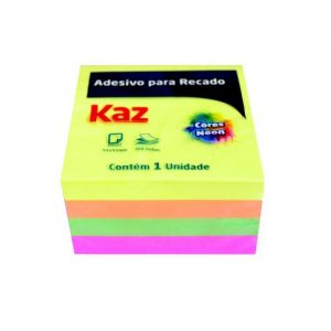 Bloco Adesivo Kaz 51mmX51mm Neon Cores Bloco C/300 Fls KZ2004N