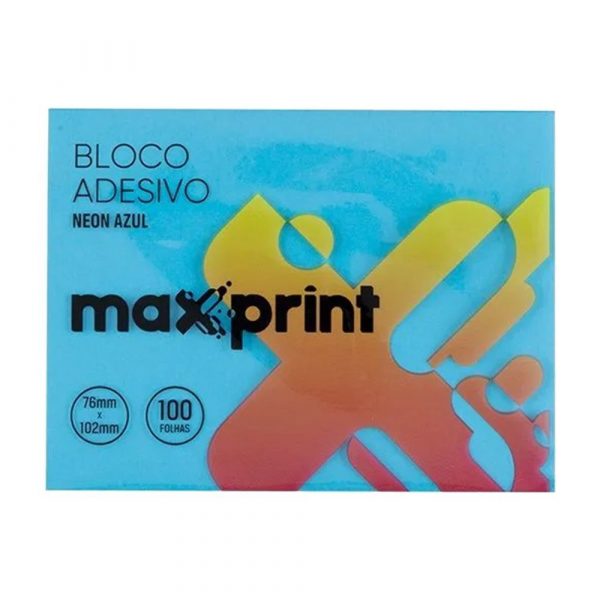 BLOCO ADESIVO MAXPRINT 76X102 100FLS AZUL NEON 743435