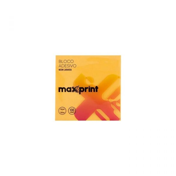 Bloco Adesivo Maxprint Neon Laranja 76 x 76mm 100 Folhas 743359