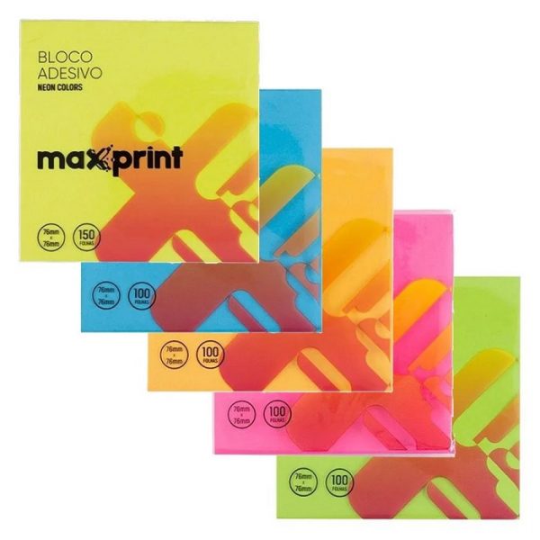 Bloco Adesivo Maxprint Neon Laranja 76 x 76mm 100 Folhas 743359