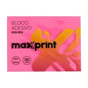 Bloco Adesivo Maxprint Neon Rosa 76 x 102mm 100 Folhas 743416