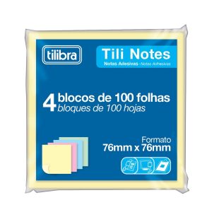 Bloco Adesivo Tili Notes 76x76mm 400 folhas 4 Cores - Tilibra