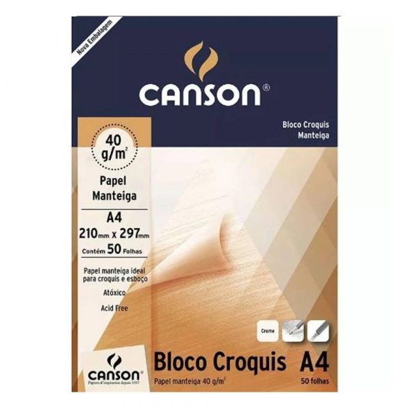 BLOCO CANSON CROQUIS MANTEIGA A4 40GRS 50FLS 66667046