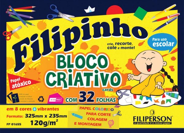 BLOCO CREATIVE FILIPERSON FILIPINHO COLOR 325X235MM 08 CORES 120GRS 32FLS 01655