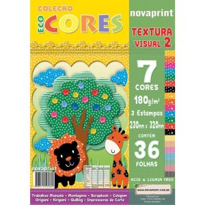 BLOCO CREATIVE TEXTURA VISUAL 02 A4 36FLS 7 CORES 3 ESTAMPAS 180GRS NOVAPRINT