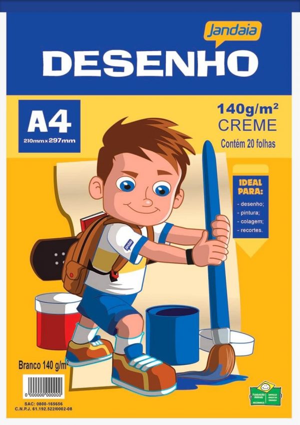 Bloco Desenho A4 Escolar Creme 140grs 20 Folhas Jandaia 6687577 Papelaria Criativa 2187