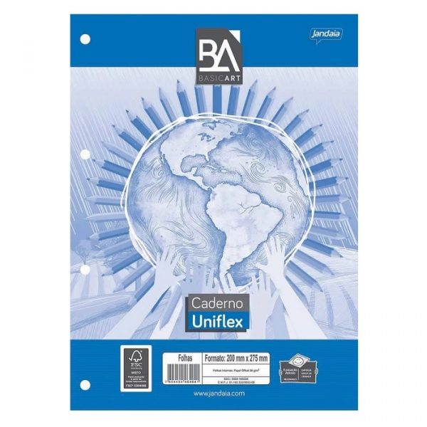 Bloco Fichário Universitário Uniflex Branco 80 Folhas Jandaia 7301277