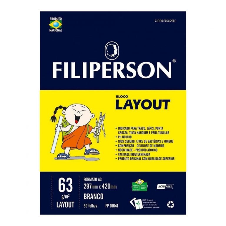 Bloco Layout A3 Branco 63g 297x420mm C50 Folhas Filiperson 01641 Papelaria Criativa 3238