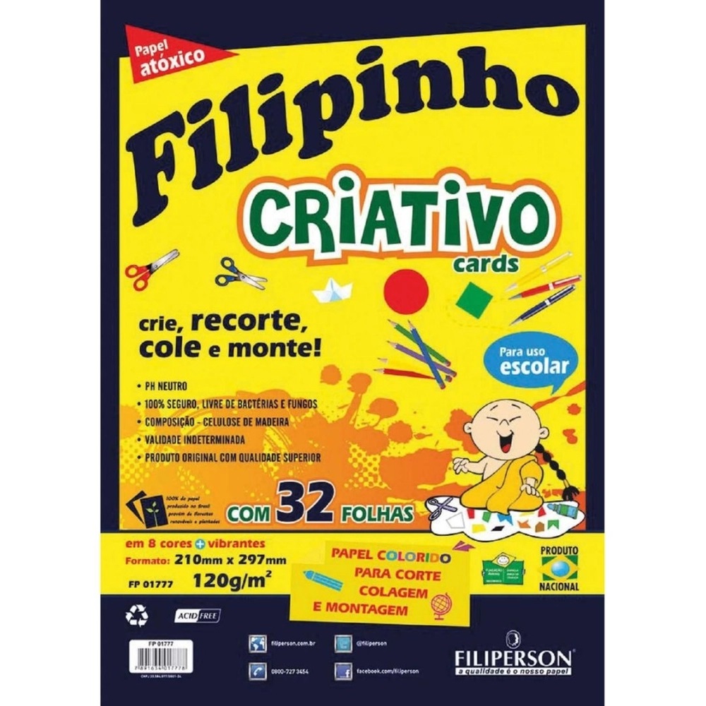 Bloco Para Educação Artística Filiperson 8 Cores Papelaria Criativa 4769