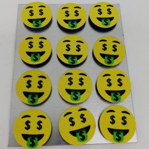 Botões Magnéticos (Imã) Emoji Dinheiro com 12 Unidades