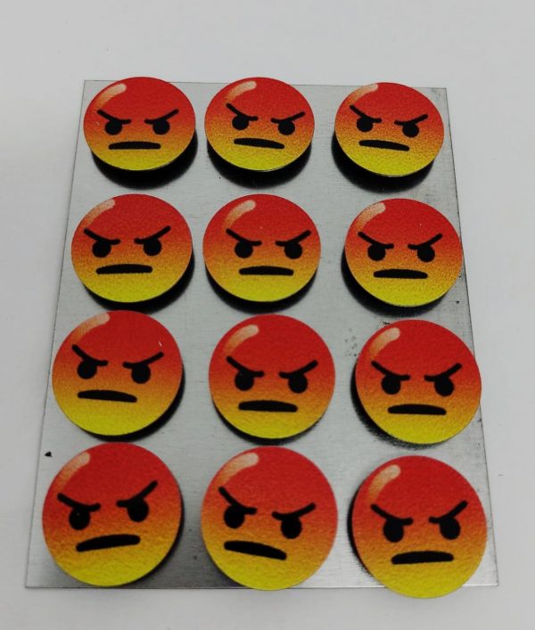 Botões Magnéticos (Imã) Emoji Zangado com 12 Unidades