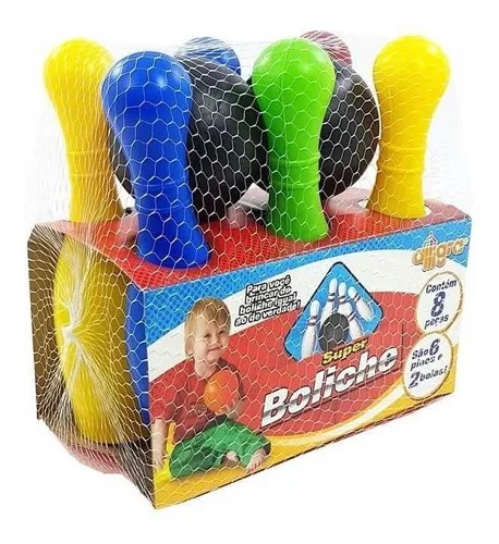 Brinquedo Boliche Colorido Com 6 Pinos E 2 bolas Alligra 4102