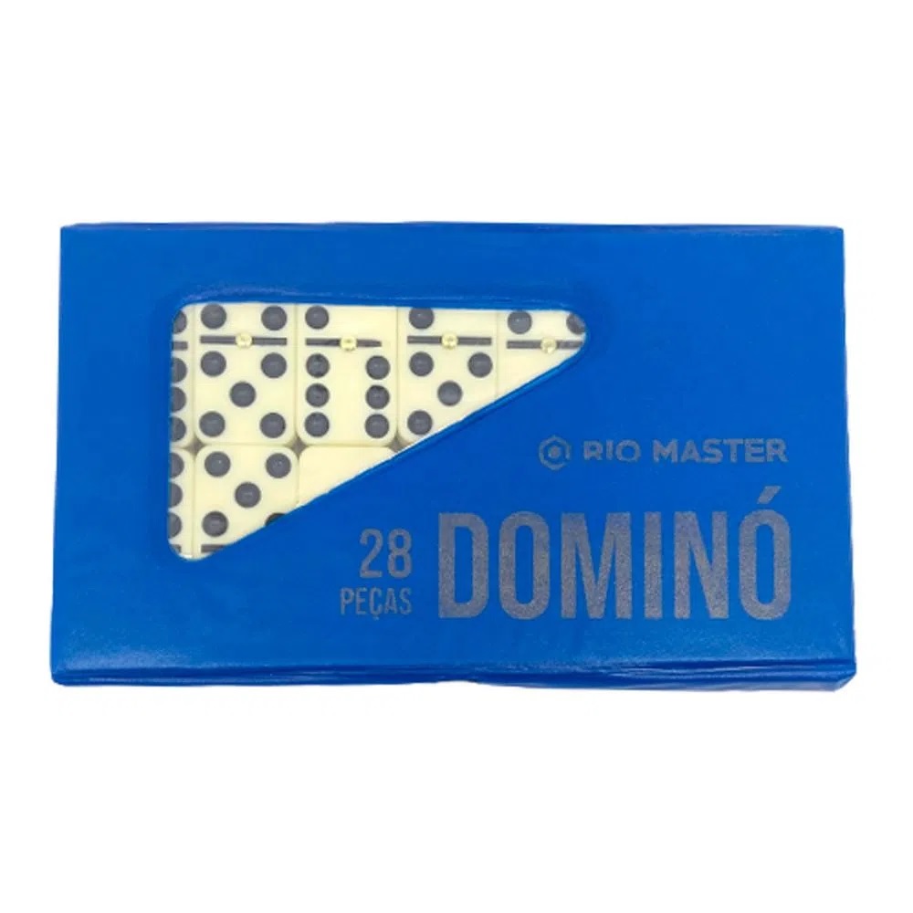 Jogo De Dominó - Estojo Azul Com 28 Peças - Dominoes - Brinquedos