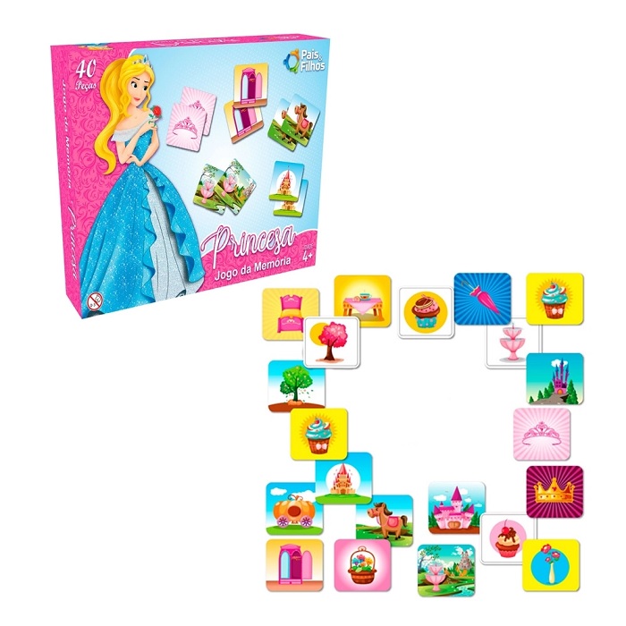 Jogo da Memória Princesa 40 Peças - Pais e Filhos-Bella Biju
